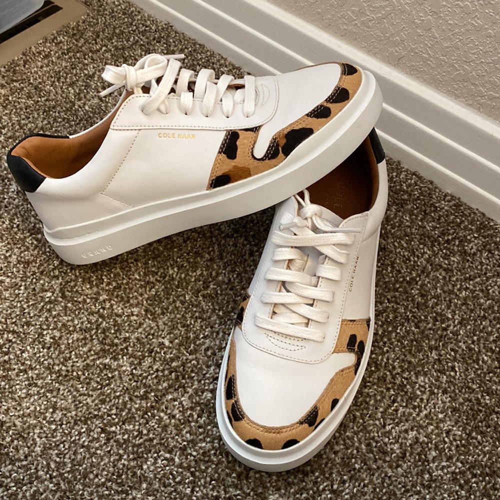 Grandpro Rally Court Leather and Jaguar Print Calf Hair Sneakers